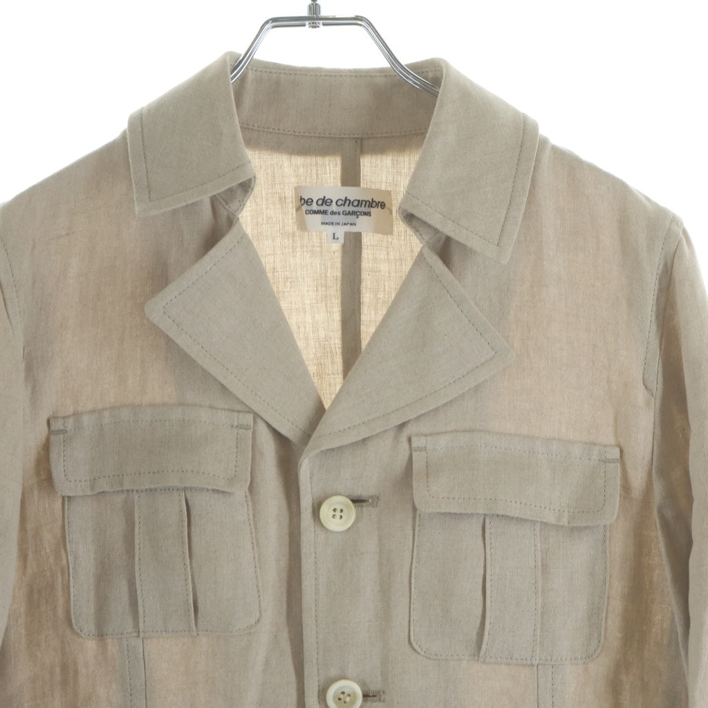 robe de chambre COMME des GARCONS(ローブドシャンブル コムデギャルソン) シングルテーラードジャケット リネン ベージュ RE-J032 AD2001 レディース