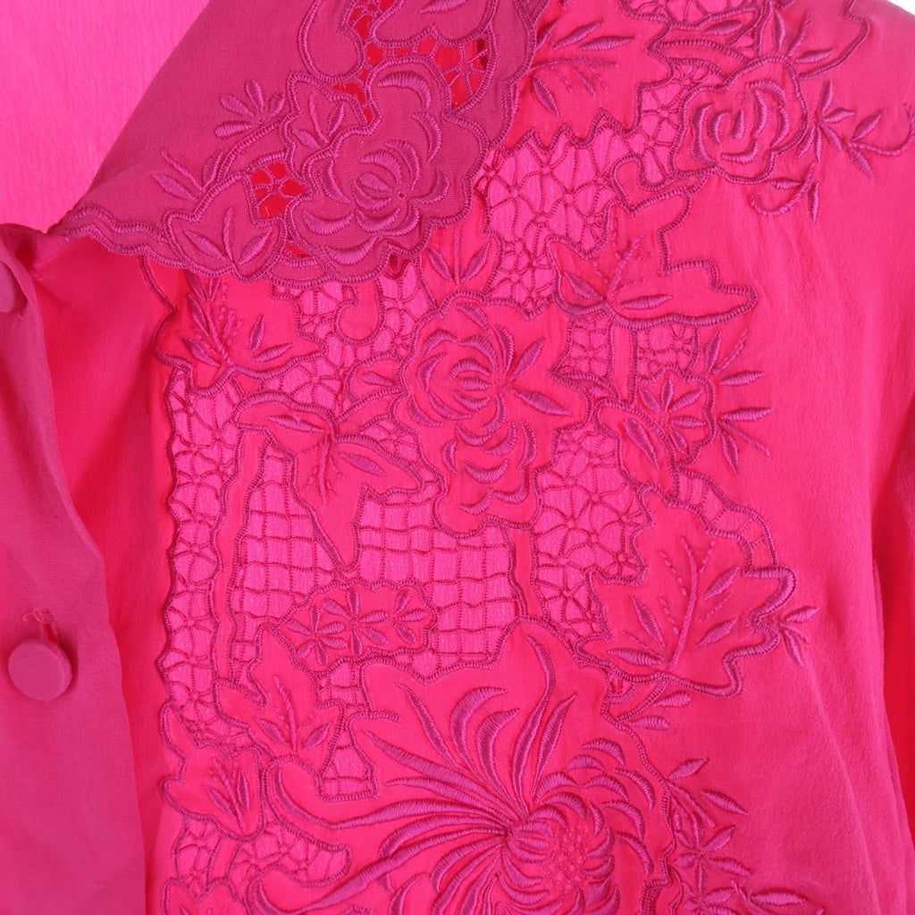 COMME des GARCONS(コムデギャルソン) 80s AOYAMA SP HAND EMBROIDERED シルク 長袖シャツ ピンク KB-91003 レディース