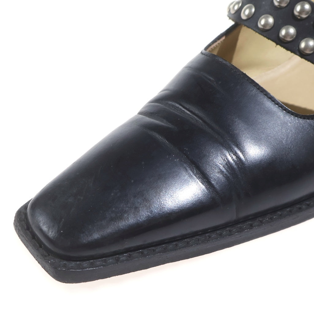 COMME des GARCONS(コムデギャルソン) スタッズストラップ スクエアトゥ レザーシューズ ブラック レディース