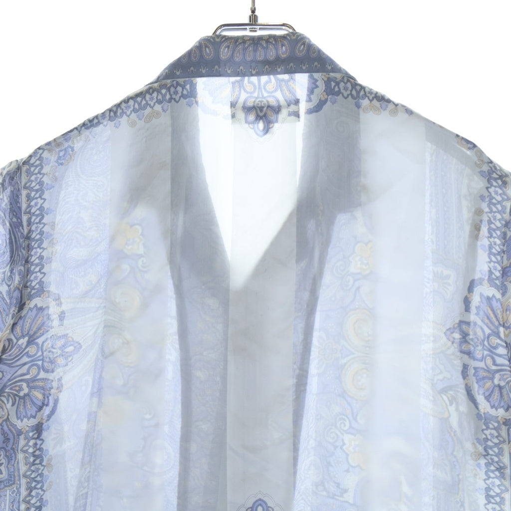 robe de chambre COMME des GARCONS(ローブドシャンブル コムデギャルソン) ペイズリー 総柄 オープンカラー 半袖シャツ ブルー レディース RB-10013M AD1998