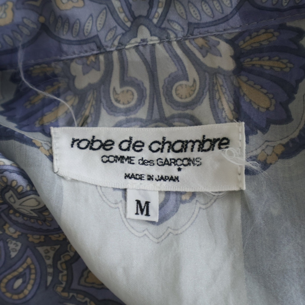 robe de chambre COMME des GARCONS(ローブドシャンブル コムデギャルソン) ペイズリー 総柄 オープンカラー 半袖シャツ ブルー レディース RB-10013M AD1998