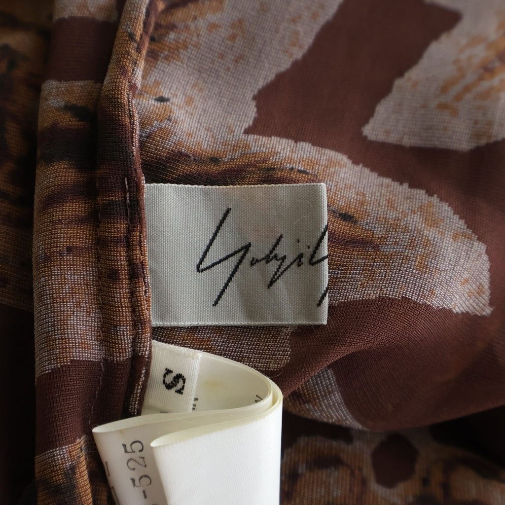 Yohji Yamamoto(ヨウジヤマモト) 97SS 花柄 総柄 フラワー ベルベット パッチワーク シースルー シルクシフォンジャケット ブラウン レディース FU-J43-525