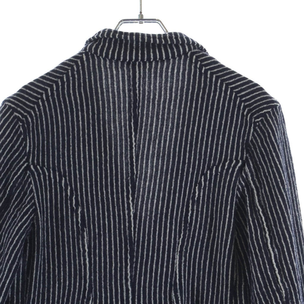COMME des GARCONS COMME des GARCONS(コムデギャルソンコムデギャルソン) 07AW ストライプ ウール縮絨 2B テーラードジャケット ネイビー/ホワイト レディース RT-J014 AD2007