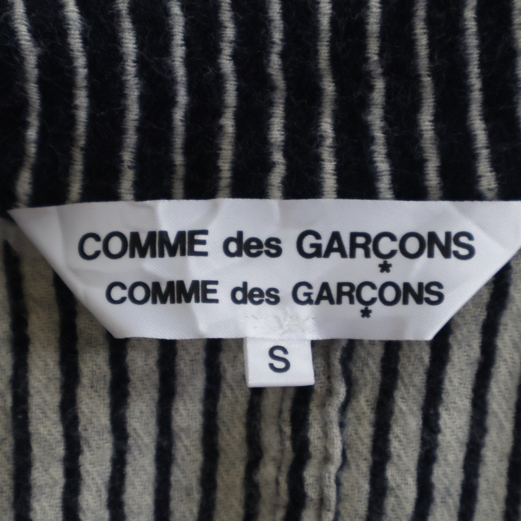 COMME des GARCONS COMME des GARCONS(コムデギャルソンコムデギャルソン) 07AW ストライプ ウール縮絨 2B テーラードジャケット ネイビー/ホワイト レディース RT-J014 AD2007