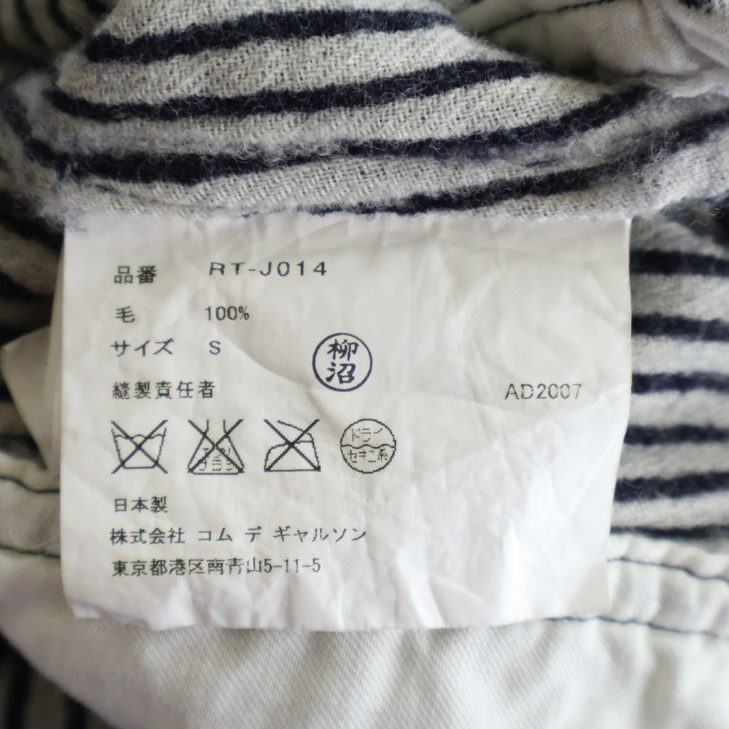 COMME des GARCONS COMME des GARCONS(コムデギャルソンコムデギャルソン) 07AW ストライプ ウール縮絨 2B テーラードジャケット ネイビー/ホワイト レディース RT-J014 AD2007