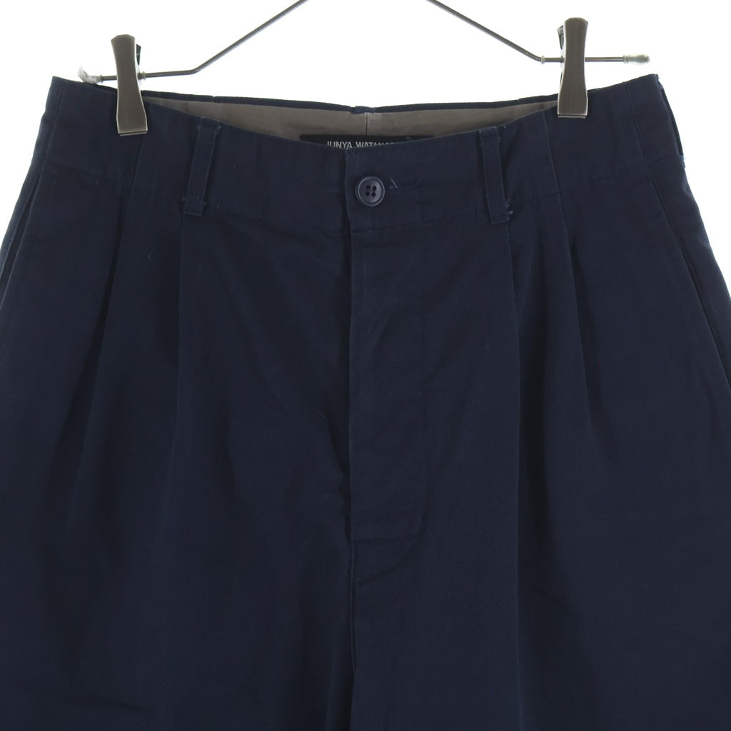 JUNYA WATANABE COMME des GARCONS(ジュンヤワタナベ コムデギャルソン) 10AW コットン 変形ツイスト 2タック ワイドパンツ ネイビー レディース JF-P009 AD2010
