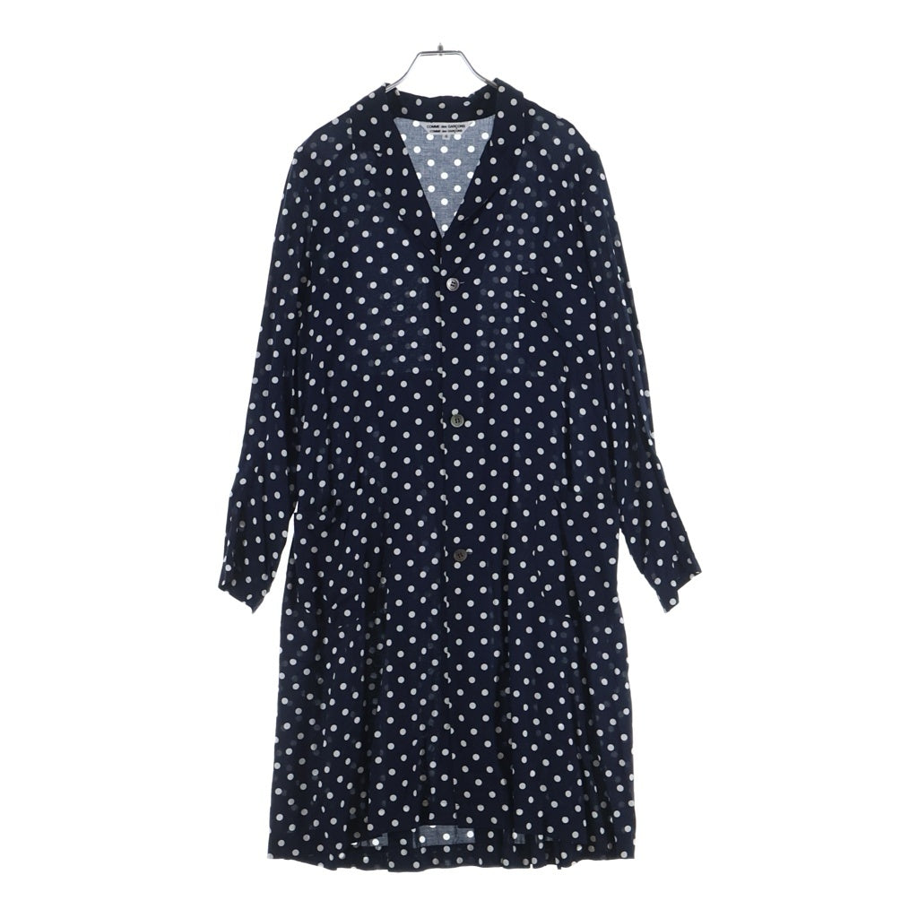 COMME des GARCONS COMME des GARCONS(コムデギャルソンコムデギャルソン) 14SS ポルカドット 総柄 レーヨン 長袖 ロングシャツ ワンピース ネイビー レディース RM-O020 AD2013