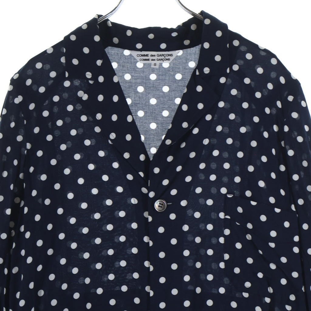COMME des GARCONS COMME des GARCONS(コムデギャルソンコムデギャルソン) 14SS ポルカドット 総柄 レーヨン 長袖 ロングシャツ ワンピース ネイビー レディース RM-O020 AD2013