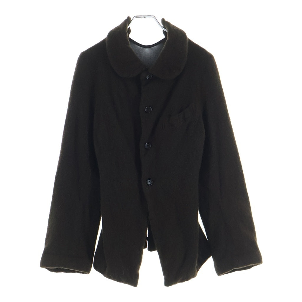 COMME des GARCONS(コムデギャルソン) 07AW バックストレッチ地切替 ウール縮絨 丸襟 ジャケット ブルゾン ブラウン レディース GT-J059 AD2007
