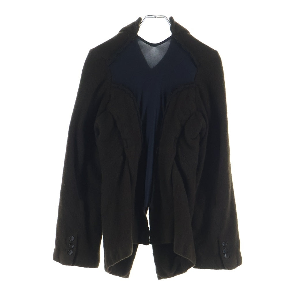 COMME des GARCONS(コムデギャルソン) 07AW バックストレッチ地切替 ウール縮絨 丸襟 ジャケット ブルゾン ブラウン レディース GT-J059 AD2007