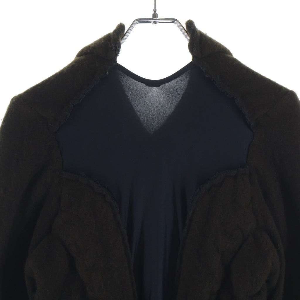 COMME des GARCONS(コムデギャルソン) 07AW バックストレッチ地切替 ウール縮絨 丸襟 ジャケット ブルゾン ブラウン レディース GT-J059 AD2007