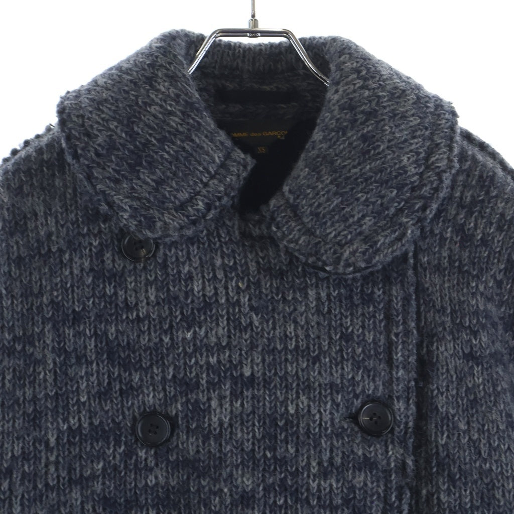 COMME des GARCONS(コムデギャルソン) 14AW ウールニット 丸襟 ダブルブレスト オーバーサイズ ビーコート グレー レディース GN-C008 AD2014