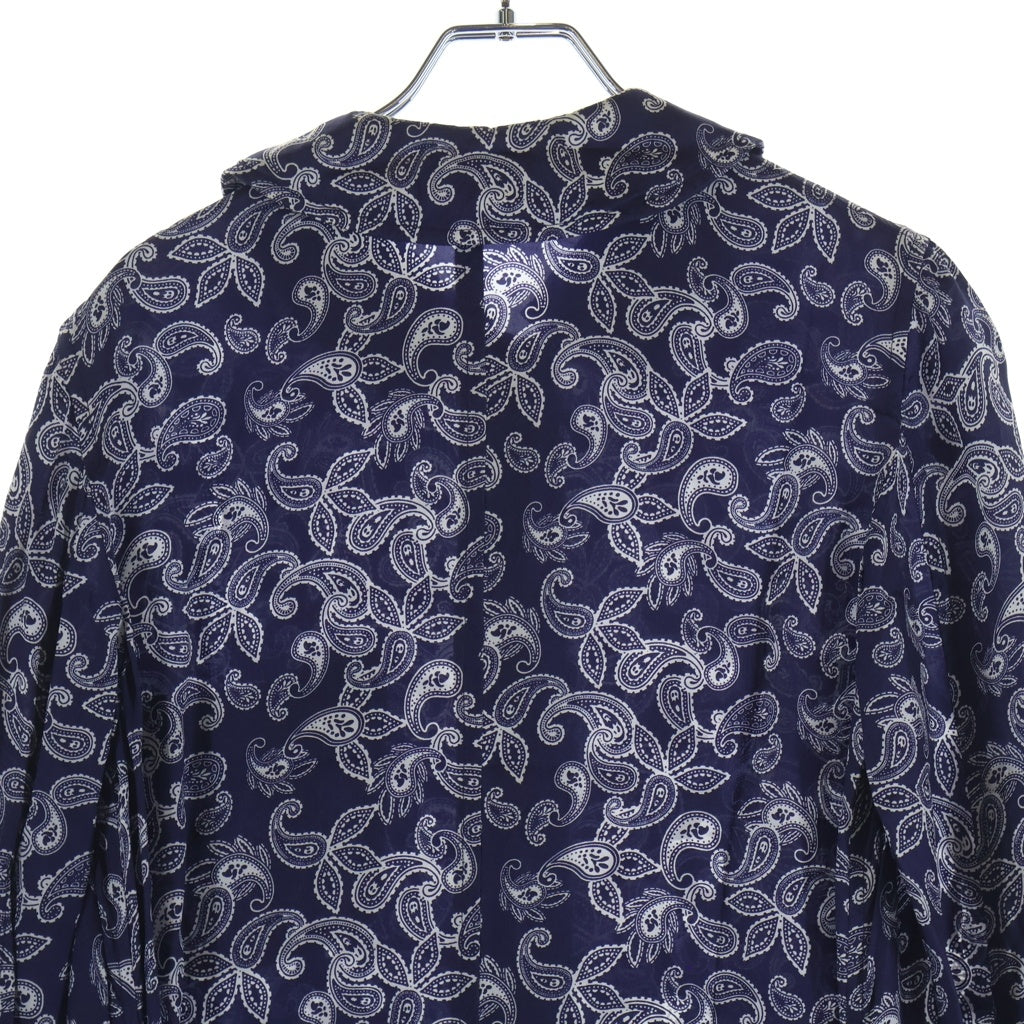 COMME des GARCONS COMME des GARCONS(コムデギャルソンコムデギャルソン) 07AW ペイズリープリント ラウンドカラー キュプラ 長袖 ロングシャツ ワンピース ブルー RT-O006 AD2007 レディース