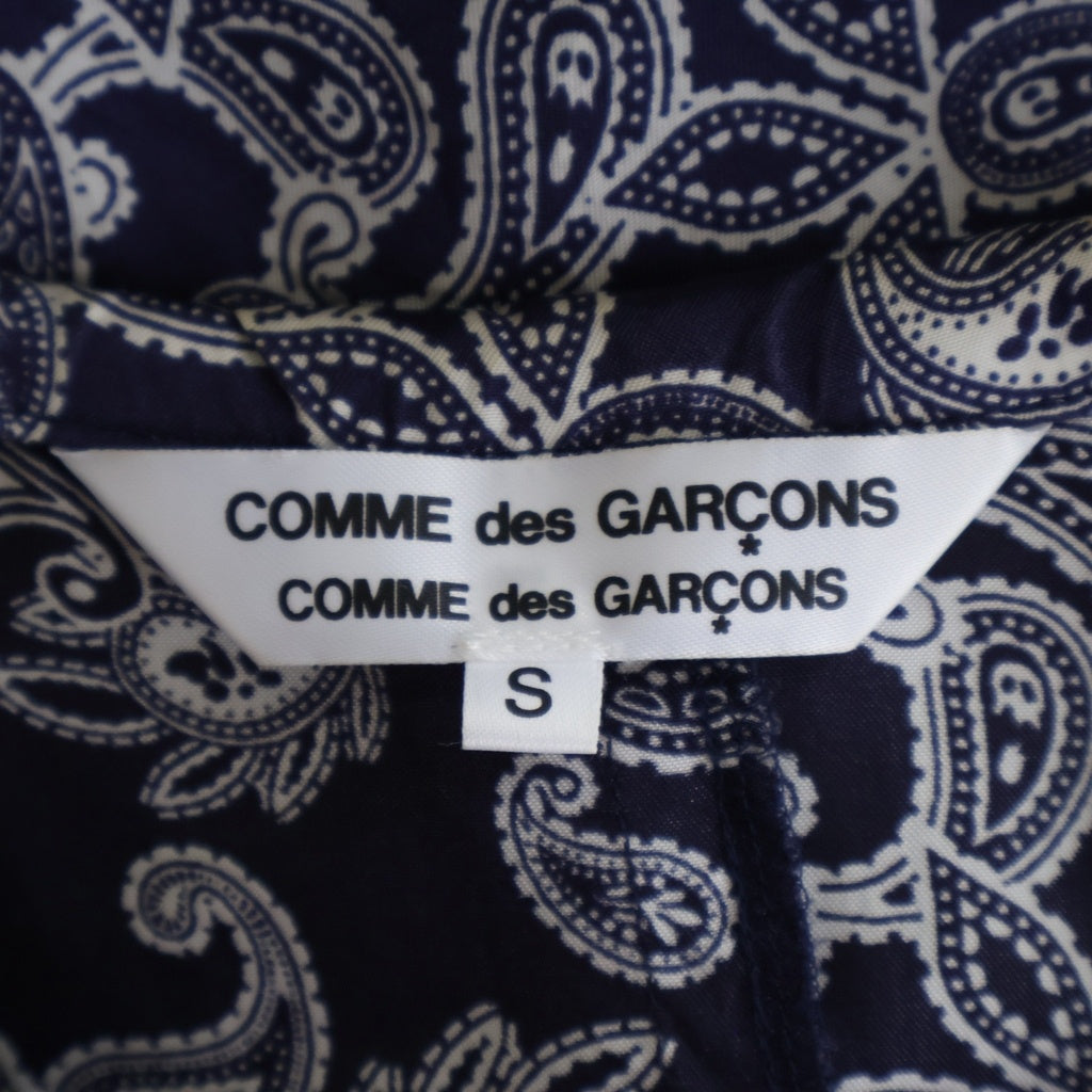 COMME des GARCONS COMME des GARCONS(コムデギャルソンコムデギャルソン) 07AW ペイズリープリント ラウンドカラー キュプラ 長袖 ロングシャツ ワンピース ブルー RT-O006 AD2007 レディース