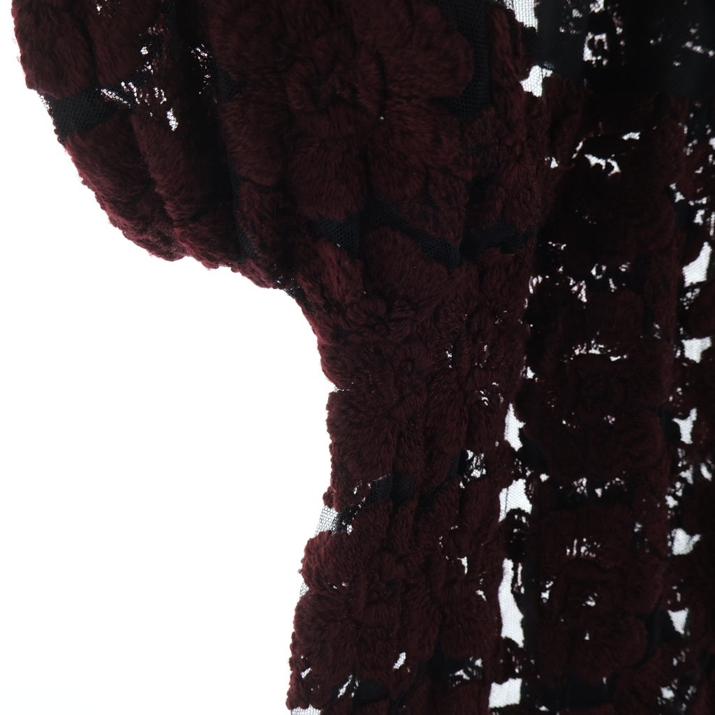 robe de chambre COMME des GARCONS(ローブドシャンブル コムデギャルソン) フラワー ジャガード総柄 メッシュ シースルー ジャケット ブラック/レッド レディース