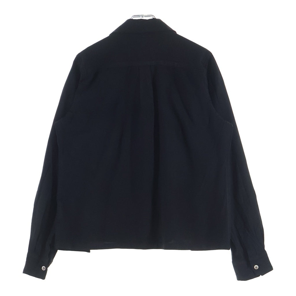 COMME des GARCONS(コムデギャルソン) フリル装飾 シャーリング 丸襟 ラウンドカラー 長袖シャツ ブラック レディース