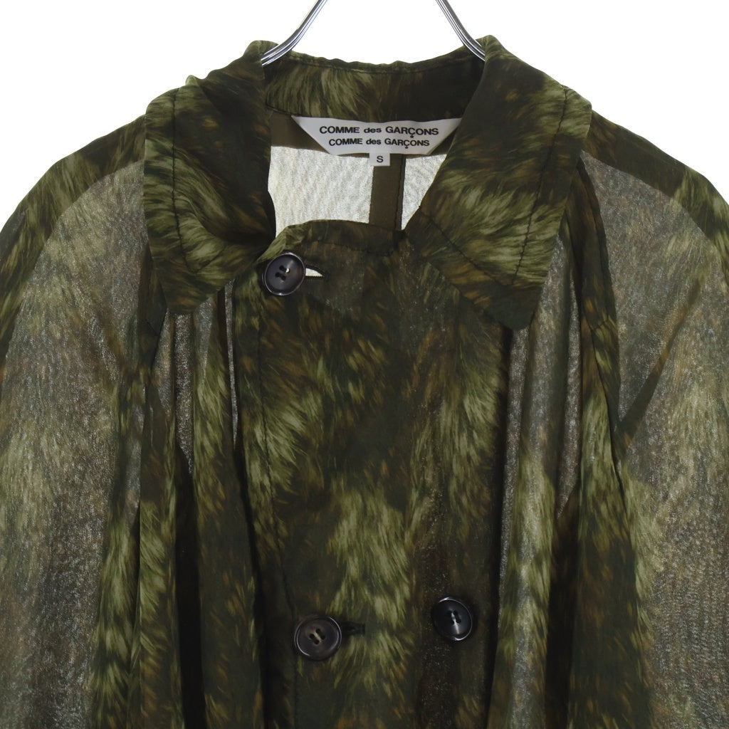 COMME des GARCONS COMME des GARCONS(コムデギャルソンコムデギャルソン) 09AW 迷彩 総柄 ポリエステル ダブルブレスト トレンチコート グリーン レディース RD-C007 AD2009