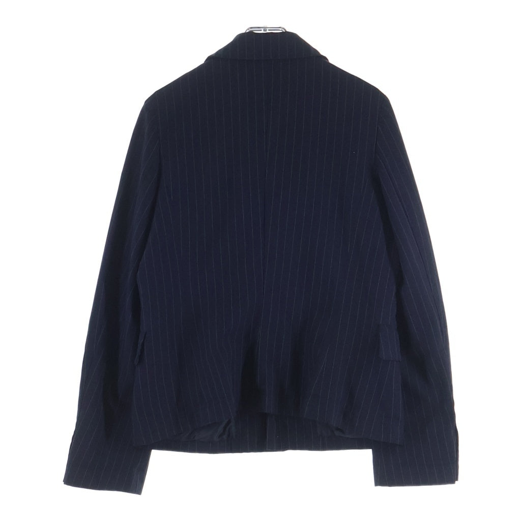 COMME des GARCONS COMME des GARCONS(コムデギャルソンコムデギャルソン) 14AW ポリエステル ストライプ フリル装飾 ラウンドカラージャケット ネイビー レディース RN-J023 AD2014