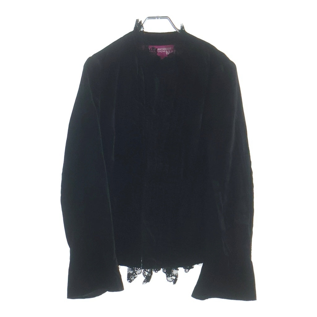 JUNYA WATANABE COMME des GARCONS(ジュンヤワタナベ コムデギャルソン) 05AW スナップボタン ベロア フリル装飾 ノーカラー ジャケット ブラック レディース UP-J014 AD2005