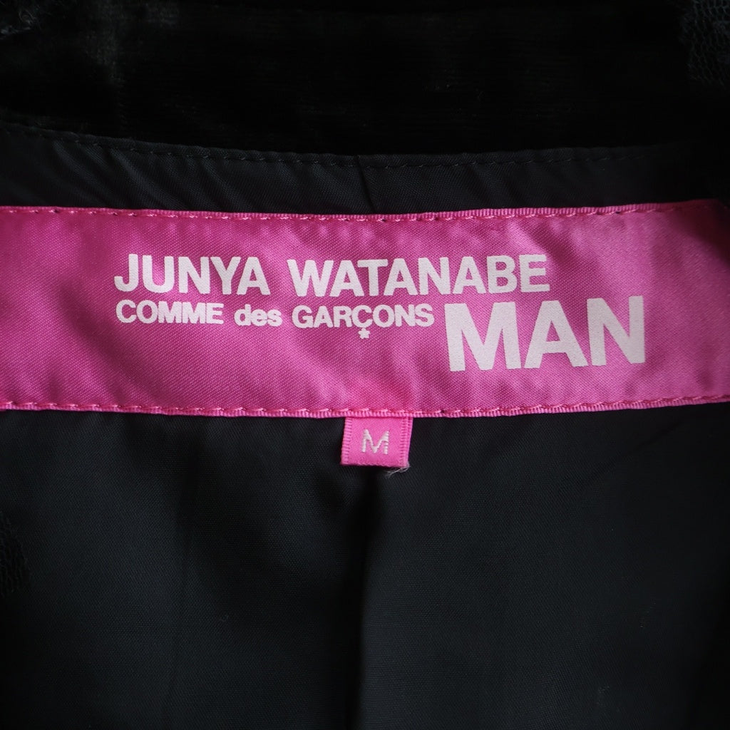 JUNYA WATANABE COMME des GARCONS(ジュンヤワタナベ コムデギャルソン) 05AW スナップボタン ベロア フリル装飾 ノーカラー ジャケット ブラック レディース UP-J014 AD2005