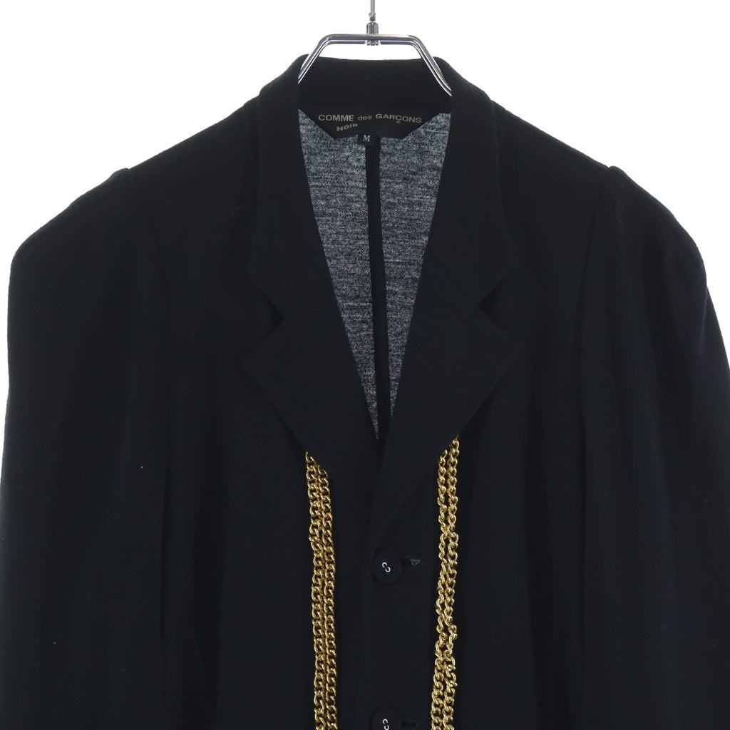 COMME des GARCONS(コムデギャルソン) ゴールドチェーン装飾 ウール ニット ジャケット ブラック レディース AJ-31001M AD1989