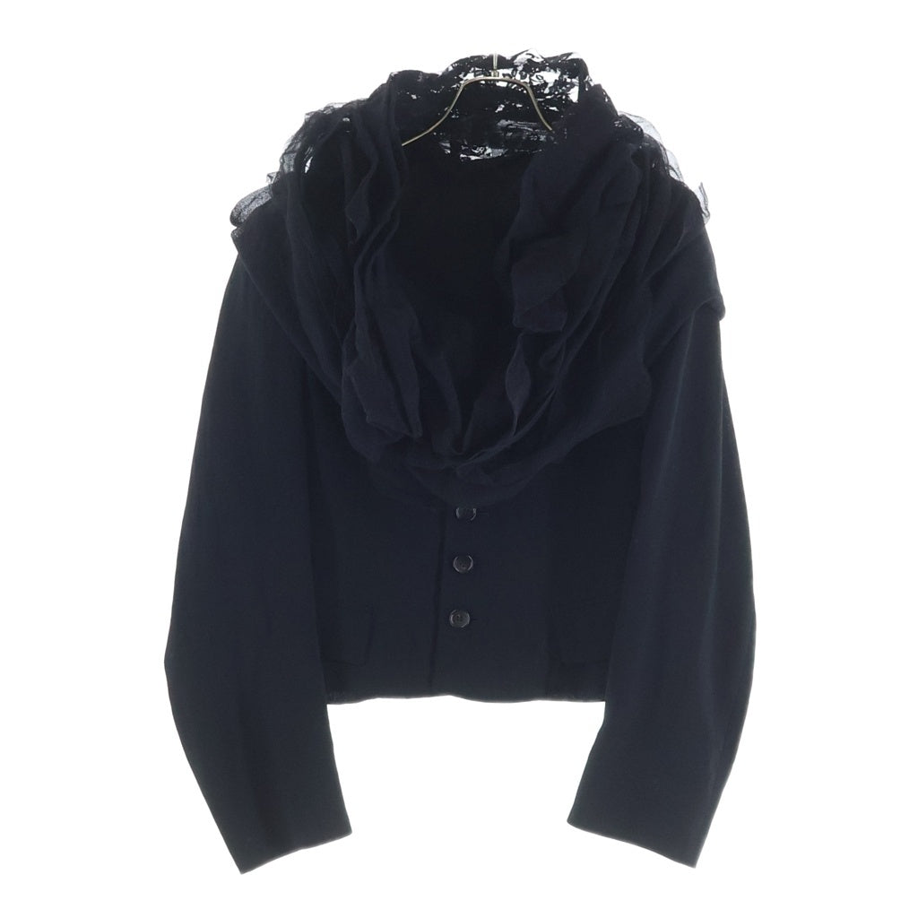 COMME des GARCONS(コムデギャルソン) フラワーレース フリル ドレープ ポリ縮絨 ジャケット ブラック レディース EJ-03011S AD1995
