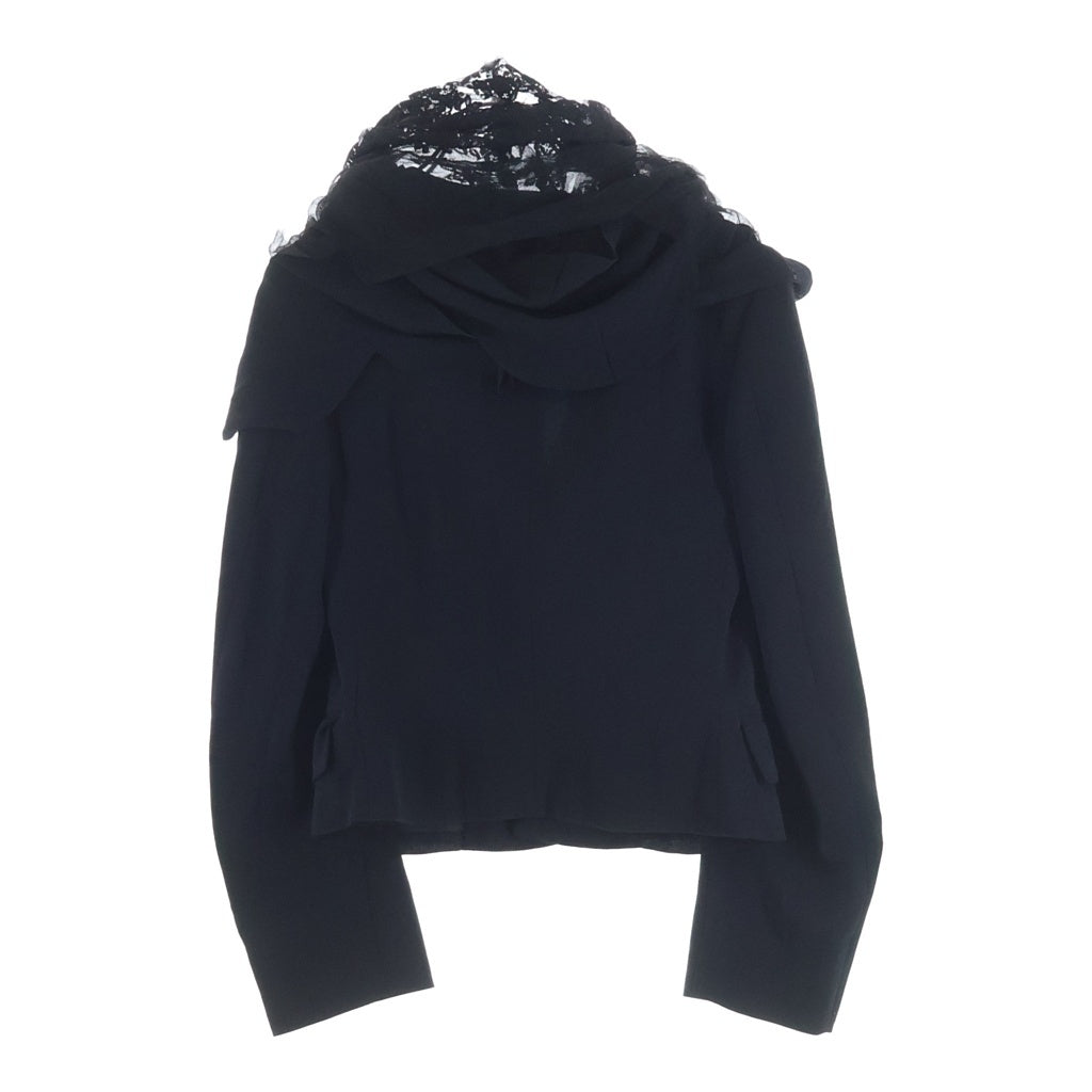 COMME des GARCONS(コムデギャルソン) フラワーレース フリル ドレープ ポリ縮絨 ジャケット ブラック レディース EJ-03011S AD1995