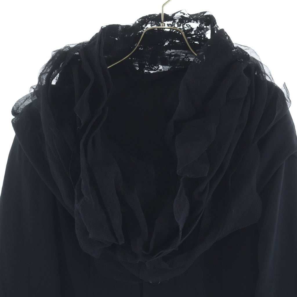 COMME des GARCONS(コムデギャルソン) フラワーレース フリル ドレープ ポリ縮絨 ジャケット ブラック レディース EJ-03011S AD1995