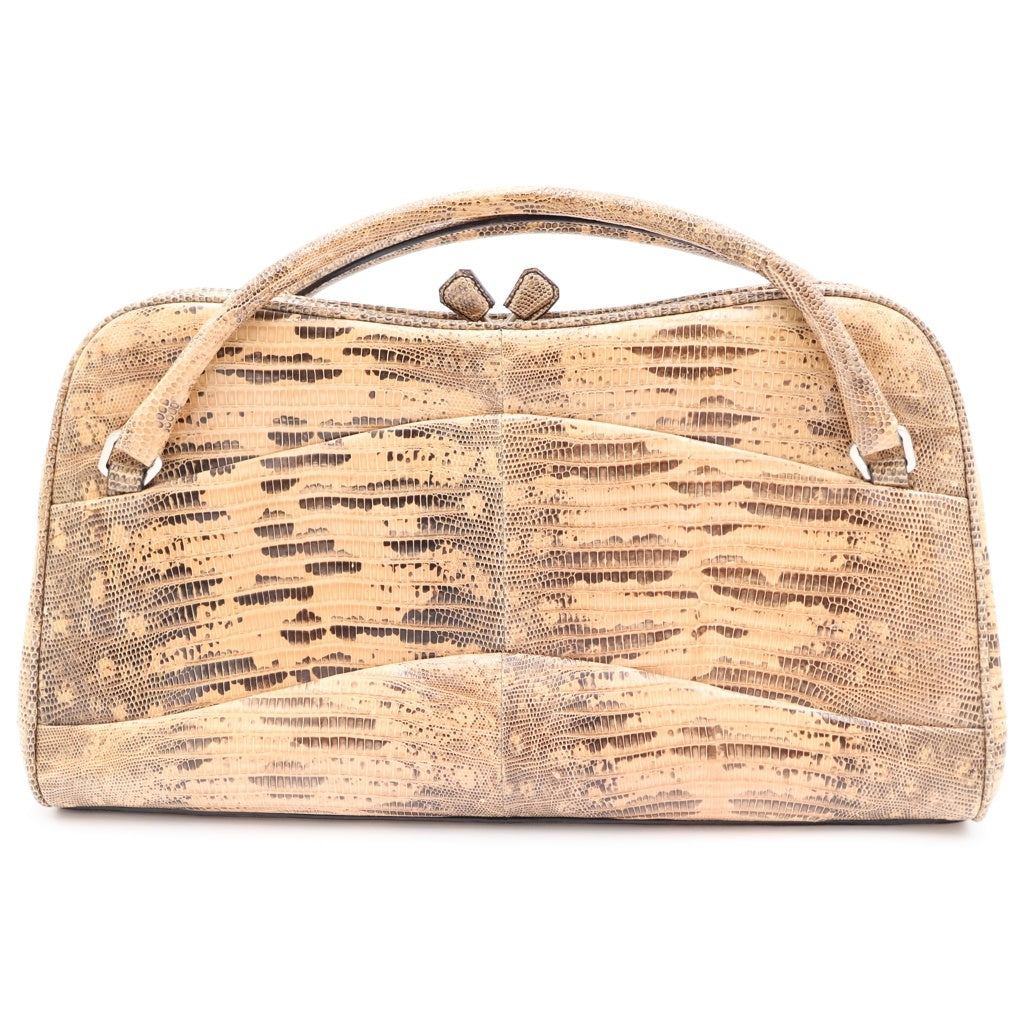 PRADA(プラダ) Lucertola Frame Bag がま口 レザー ハンドバッグ ベージュ レディース
