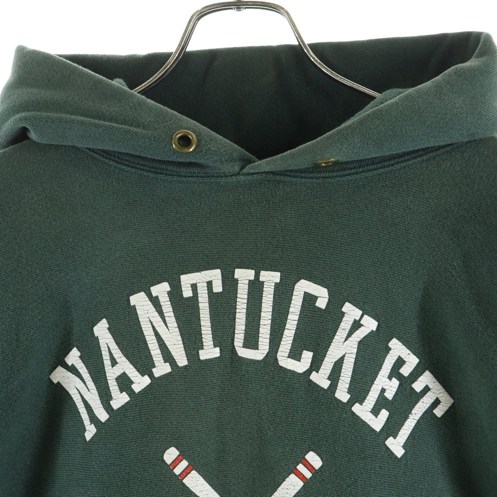 CHAMPION(チャンピオン) 90S VINTAGE REVERSE WEAVE ヴィンテージ リバースウィーブ 刺繍タグ フロントプリント フーデッド スウェットシャツ グリーン