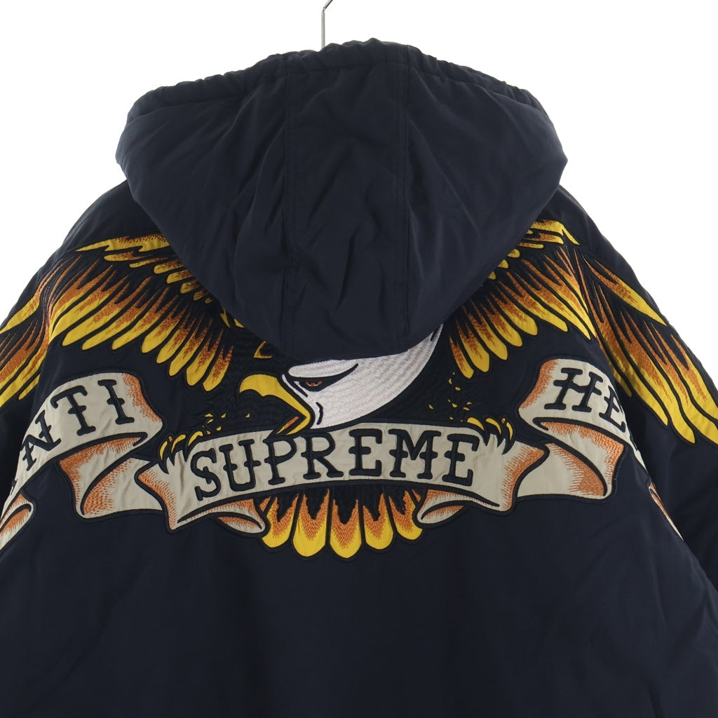 SUPREME(シュプリーム) ×ANTIHERO STADIUM JACKET BLACK スタジアム ロゴ刺繍 フーデッド ジャケット ブラック