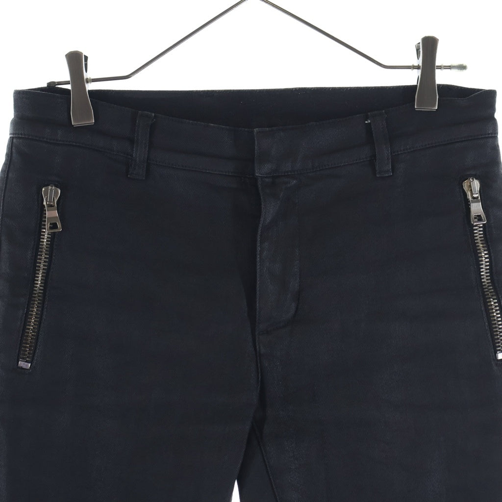 BALMAIN(バルマン) コットン コーティング加工 ストレッチ バイカーパンツ ブラック W6HD528C807