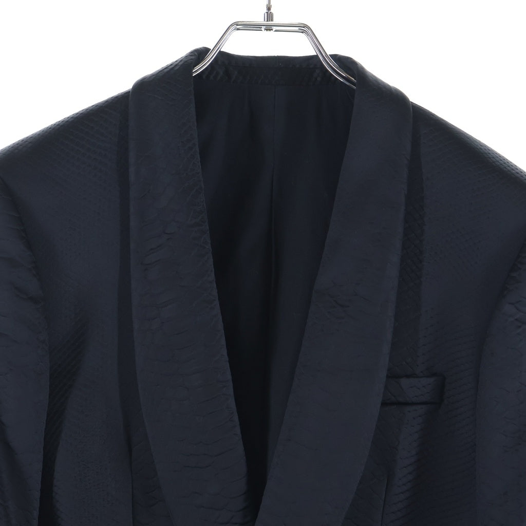 BALMAIN(バルマン) パイソン型押し 金ボタン 1B ショールカラー テーラードジャケット ネイビー W7H7050T176