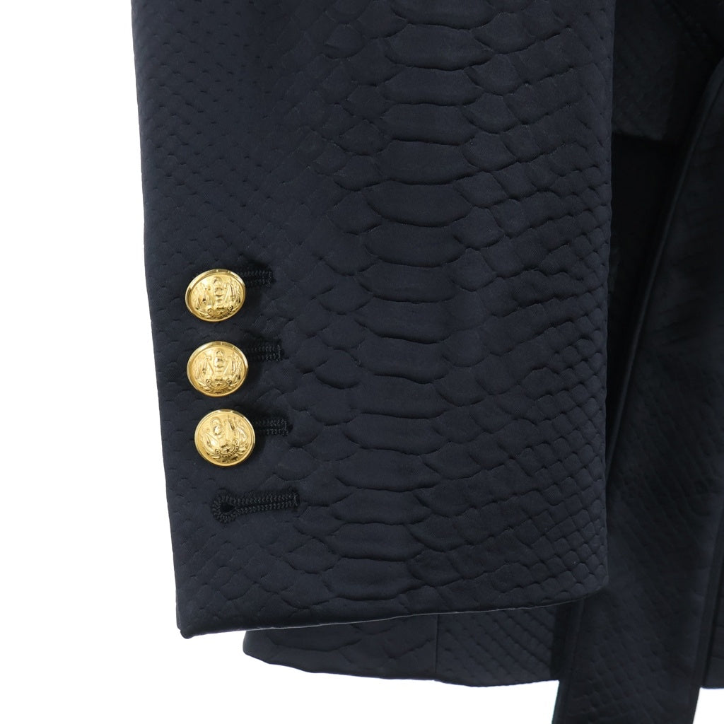 BALMAIN(バルマン) パイソン型押し 金ボタン 1B ショールカラー テーラードジャケット ネイビー W7H7050T176