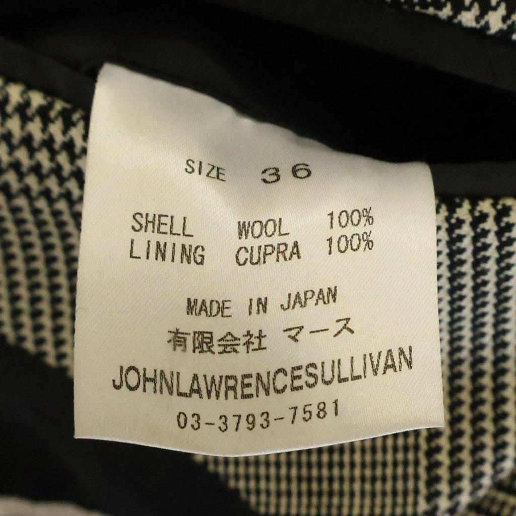 JOHN LAWRENCE SULLIVAN(ジョンローレンスサリバン) 千鳥格子 ダブルブレスト ウール テーラードジャケット スラックスパンツ セットアップ ホワイト/ブラック