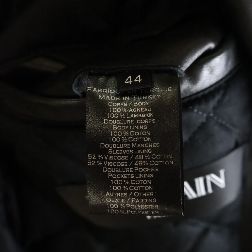 BALMAIN(バルマン) 13AW ラムスキン レザー バイカー ライダースジャケット ブラック T264 C253
