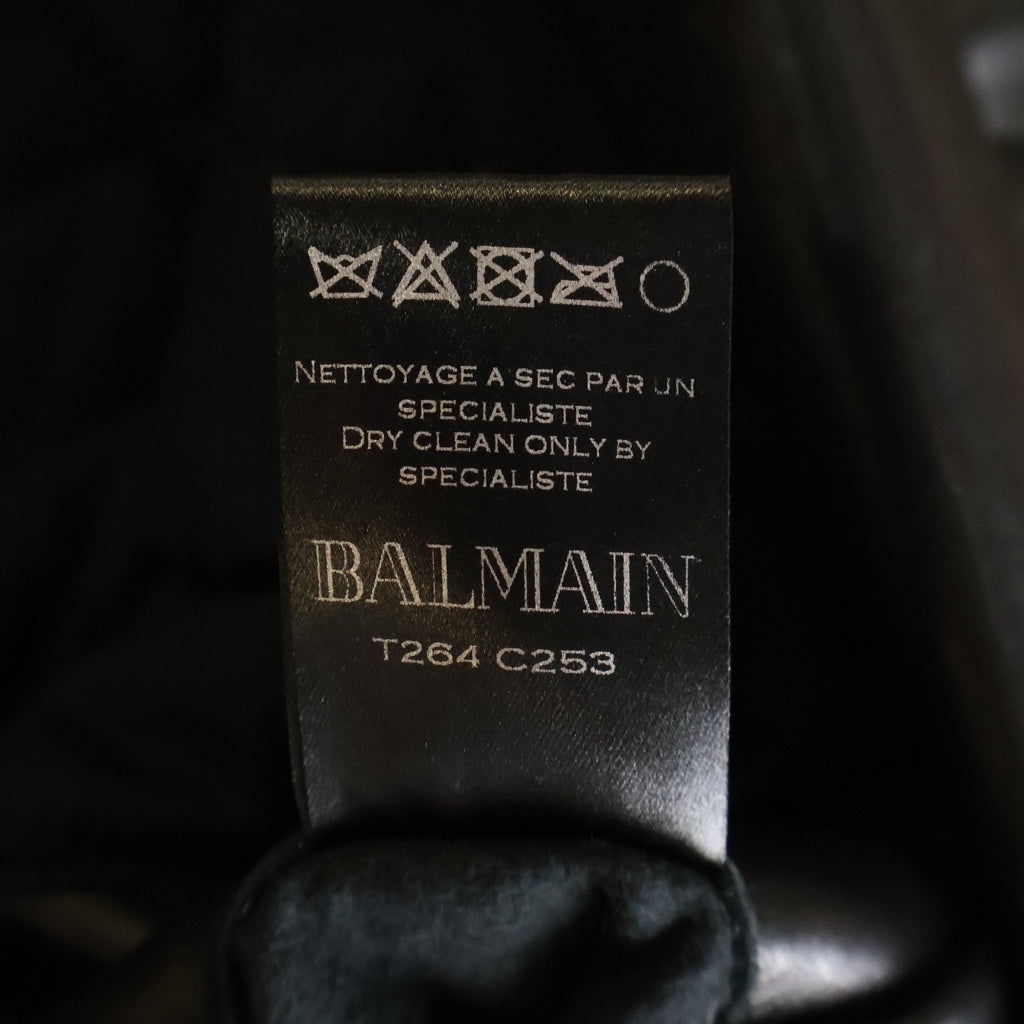 BALMAIN(バルマン) 13AW ラムスキン レザー バイカー ライダースジャケット ブラック T264 C253