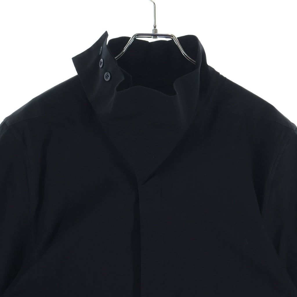 Rick Owens(リックオウエンス) 16SS CYCLOPS サイクロプス期 コットン ラバー ハイネック ショートスリーブ ロング 半袖シャツ ブラック RU16S3297-TE