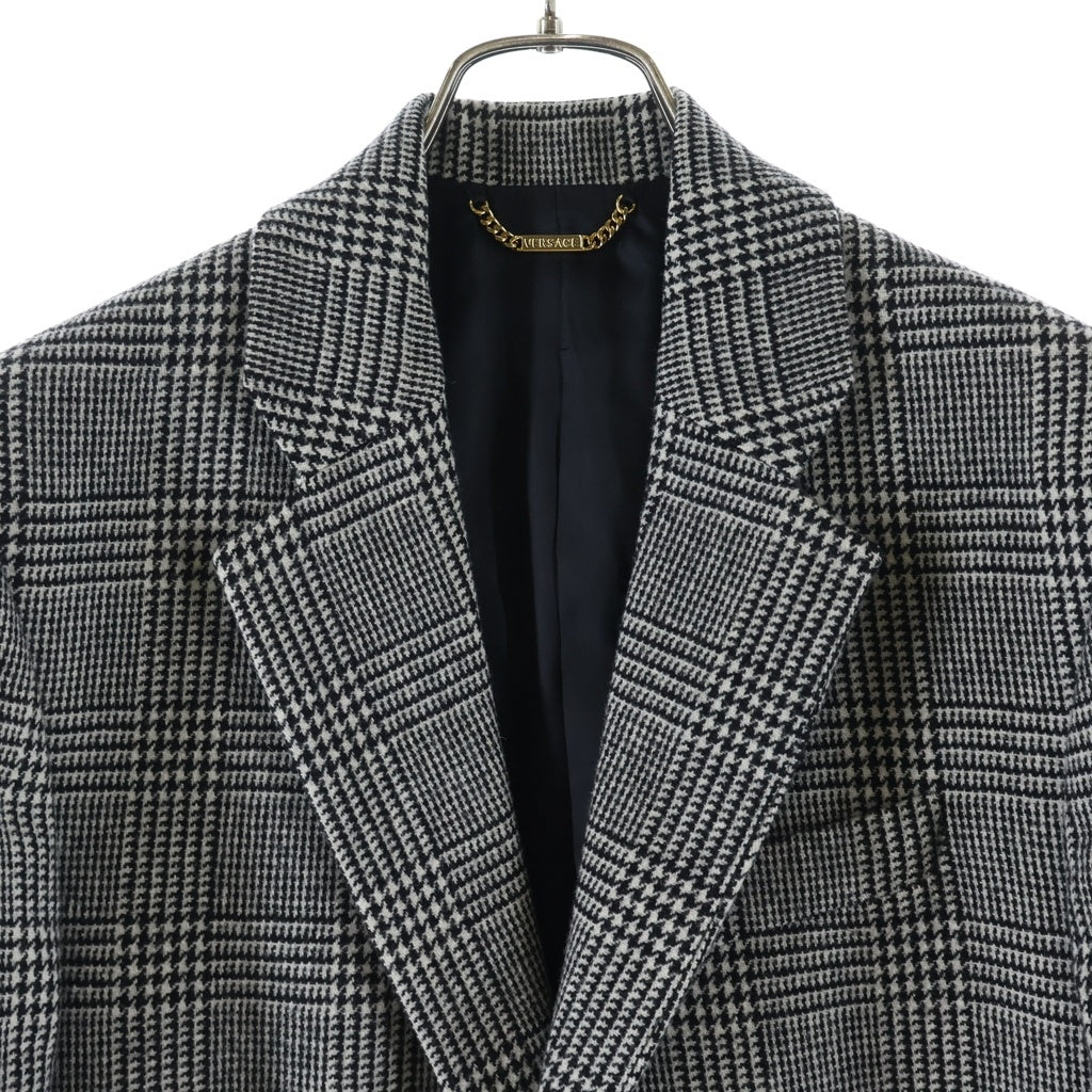 VERSACE(ヴェルサーチ) 17AW 千鳥格子 ウール チェスターコート ホワイト/ブラック A77560 A222941