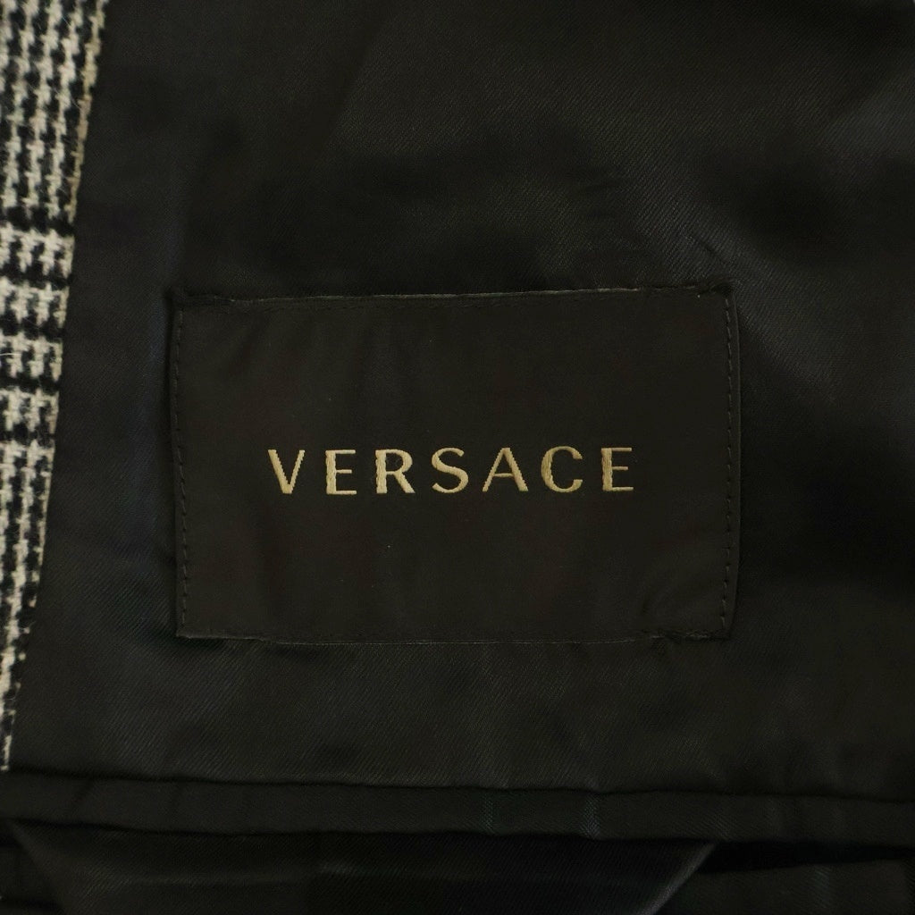 VERSACE(ヴェルサーチ) 17AW 千鳥格子 ウール チェスターコート ホワイト/ブラック A77560 A222941