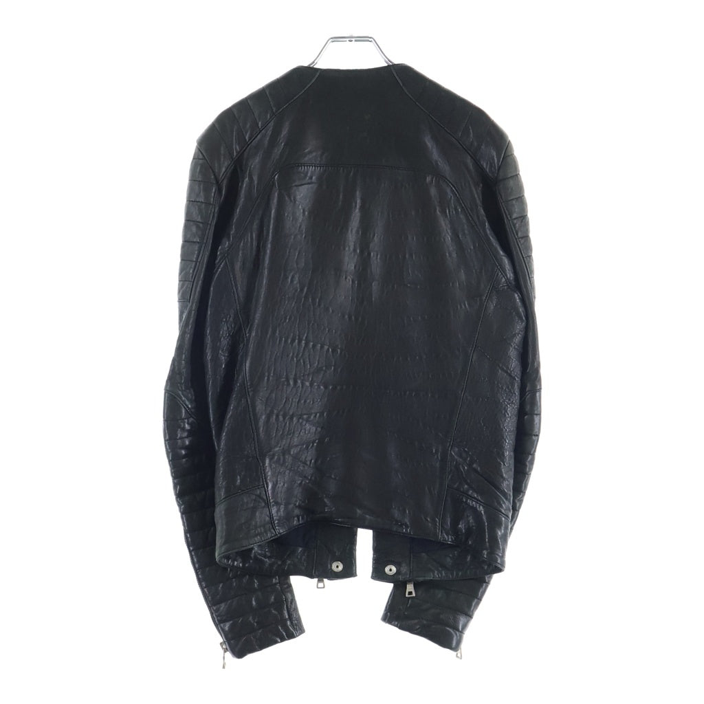 BALMAIN(バルマン) ラムスキン レザー バイカー ライダースジャケット グレー