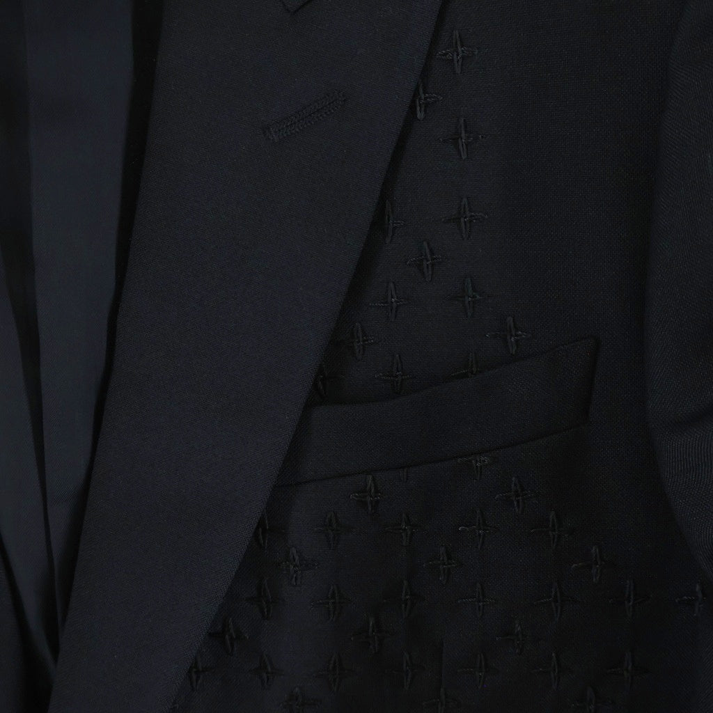 Dior HOMME(ディオールオム) 08SS クリス期 刺繍 ピークドラペル 2B テーラードジャケット ブラック 8E3121800598