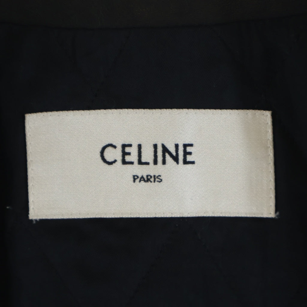 CELINE(セリーヌ) 21AW ソフトラムスキン ラグランレザー ジップ ジャケット ブラック 2E991280D
