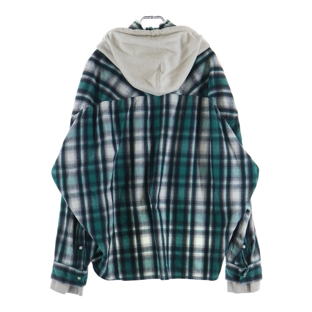 MAISON MIHARAYASUHIRO(メゾンミハラヤスヒロ) 25AW HOODIES CHECK SHIRTS フードドッキング チェック 長袖シャツ グリーン K15SH421