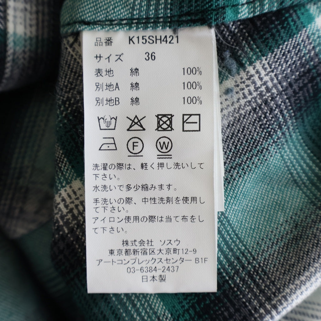 MAISON MIHARAYASUHIRO(メゾンミハラヤスヒロ) 25AW HOODIES CHECK SHIRTS フードドッキング チェック 長袖シャツ グリーン K15SH421