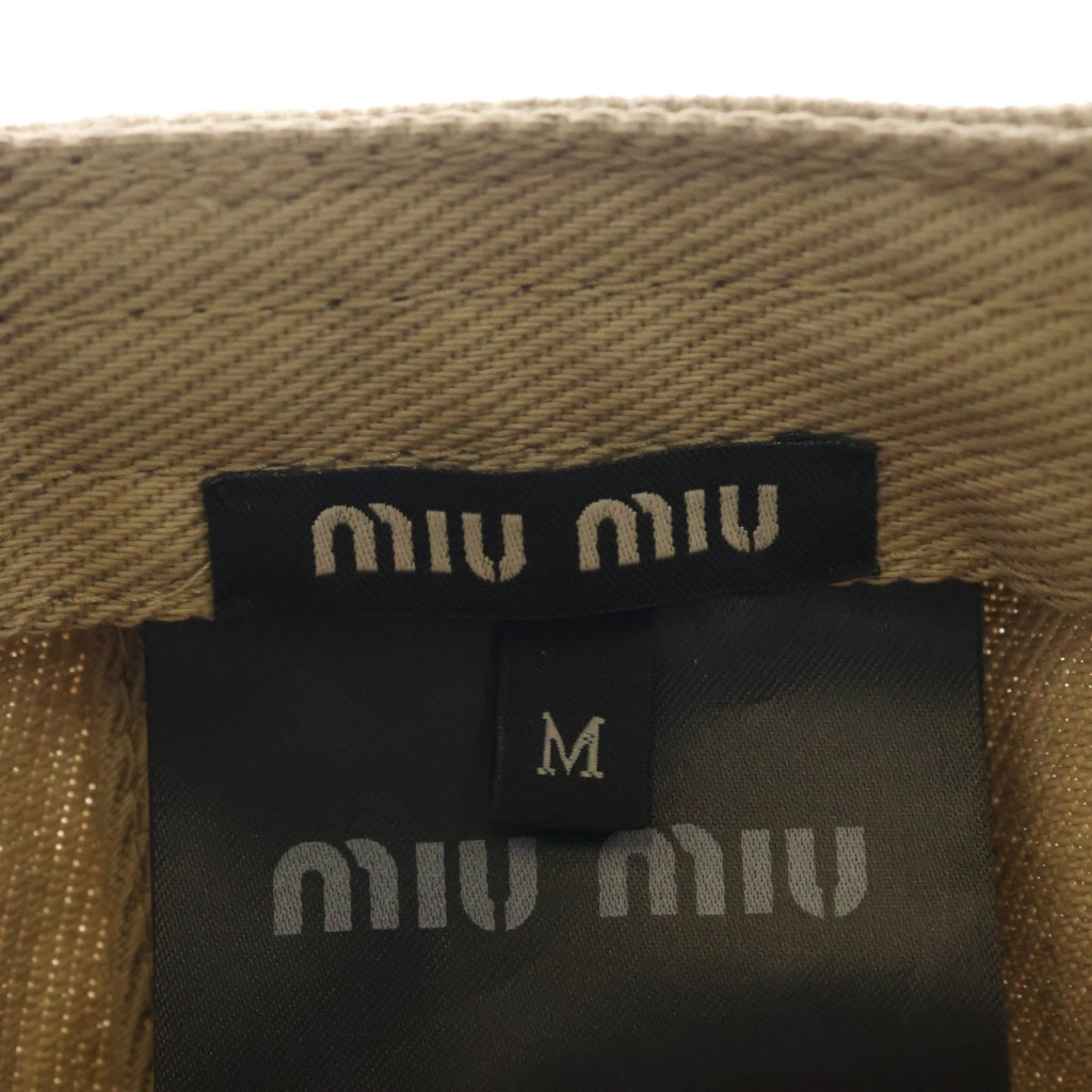 miumiu(ミュウミュウ) 26SS ロゴ刺繍 バイカラー ドリルベースボールキャップ 帽子 ベージュ/ネイビー 5HC179 2CQ1 レディース