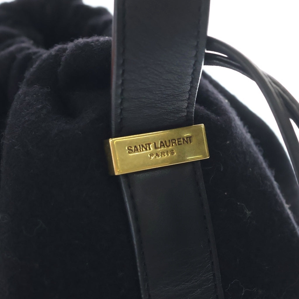 SAINT LAURENT PARIS(サンローランパリ) リヴゴーシュ ウール バケットバッグ ショルダーバッグ 巾着バッグ ブラック 710261 レディース