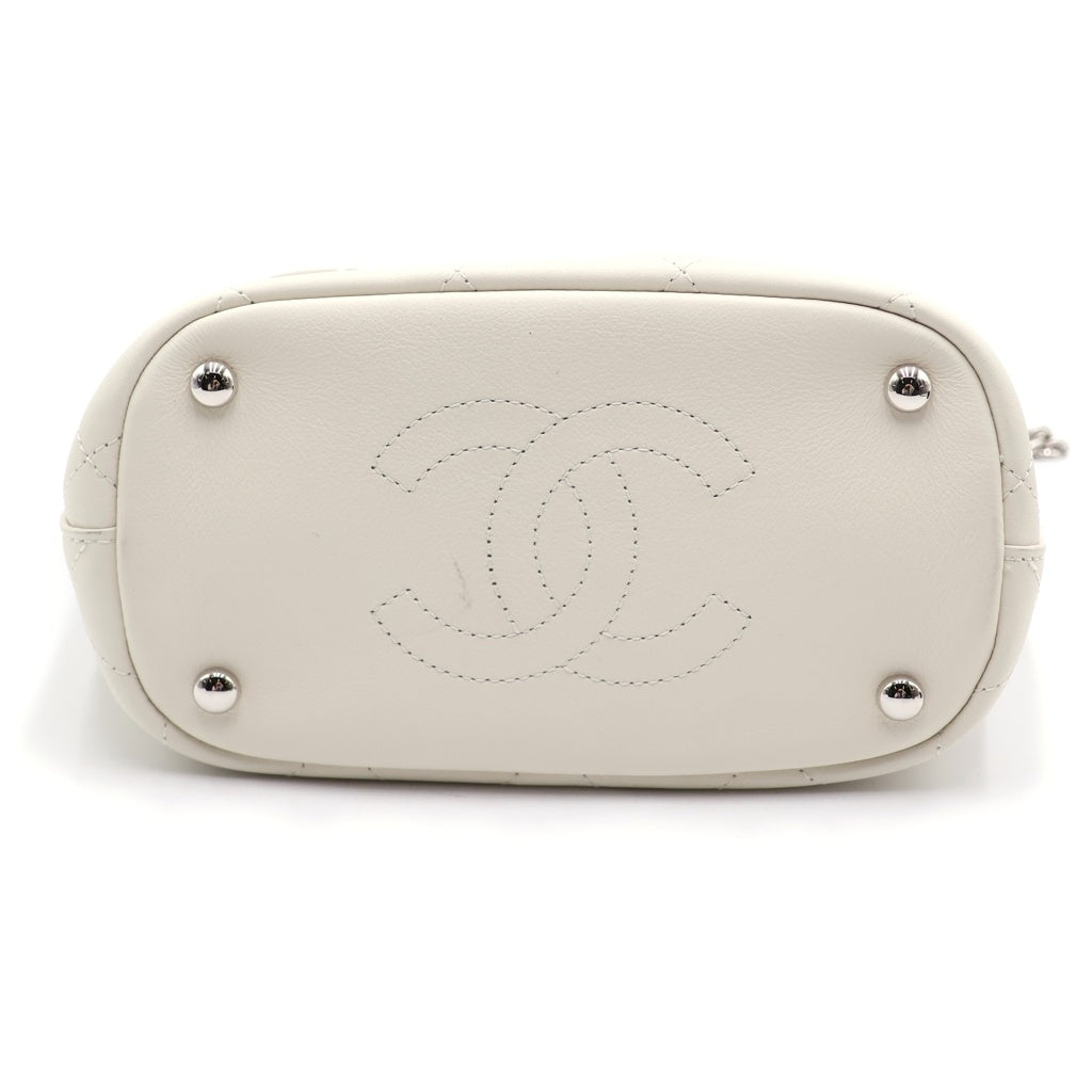 CHANEL(シャネル) マトラッセ ココマーク レザー バケットバッグ 2WAY ショルダーバッグ ハンドバッグ ホワイト 27番台 AS0577 レディース
