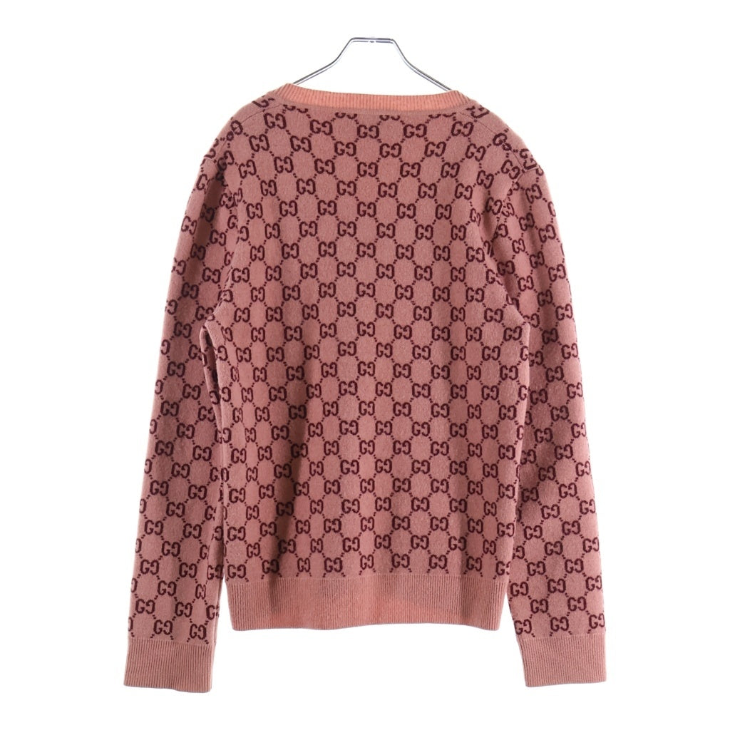 GUCCI(グッチ) 20SS GGスプリーム Vネック ニットセーター ピンク 597725 XKA4R
