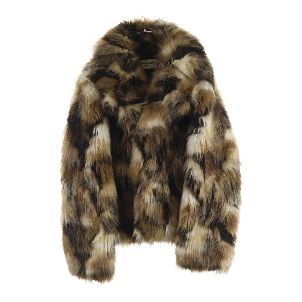 SAINT LAURENT PARIS(サンローランパリ) フェイクファー ダブルブレスト ブルゾン ジャケット ブラウン 580446 Y080V